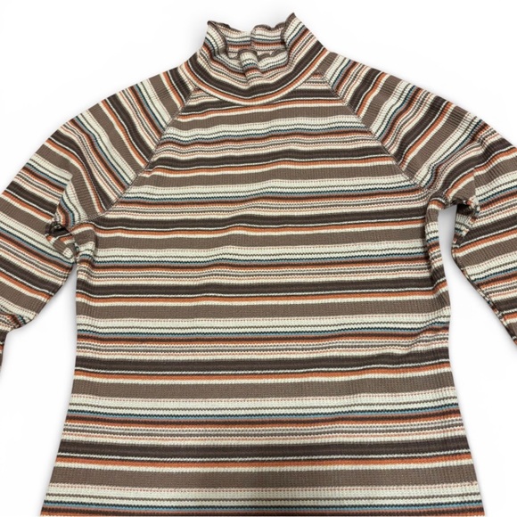 SO Multicolor Striped Long Sleeve Lettuce Trim Turtleneck Top - Picture 4 of 7